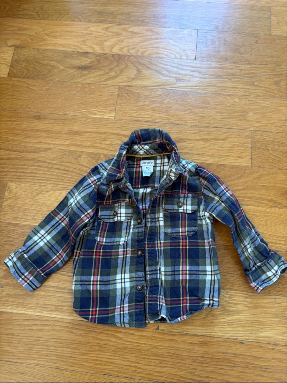Carter's Toddler Plaid Button-Up Shirt - Navy Multi, 18M